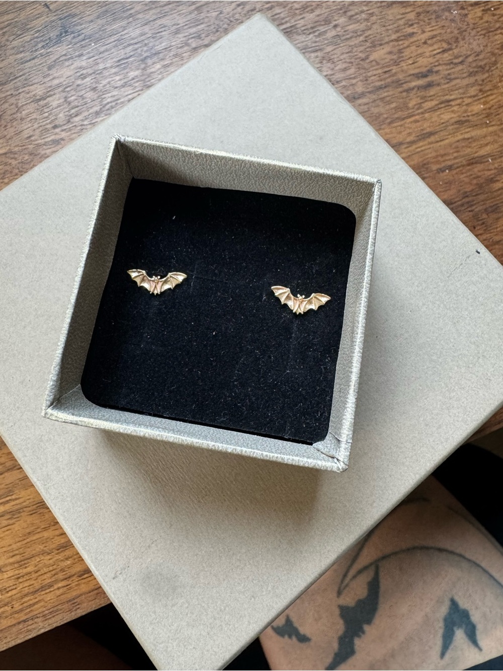 14K Gold Bat Stud Earrings
